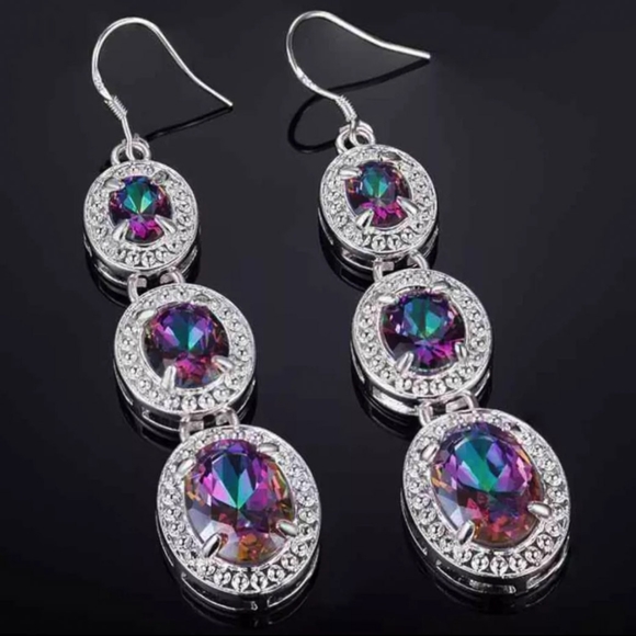 🎀925 Mystic Topaz Dangle Earrings - Picture 2 of 4